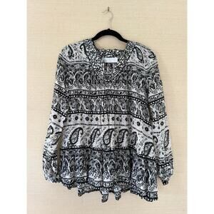 Thakoon Addition Black & White Paisley Cotton-Silk Blouse – Size 2